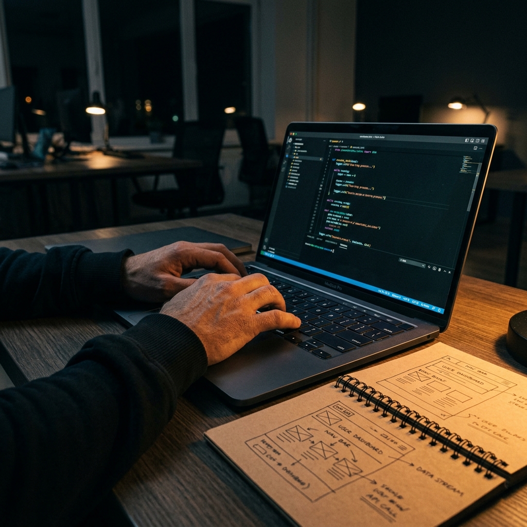 Proceso de desarrollo profesional: código, planificación y wireframes